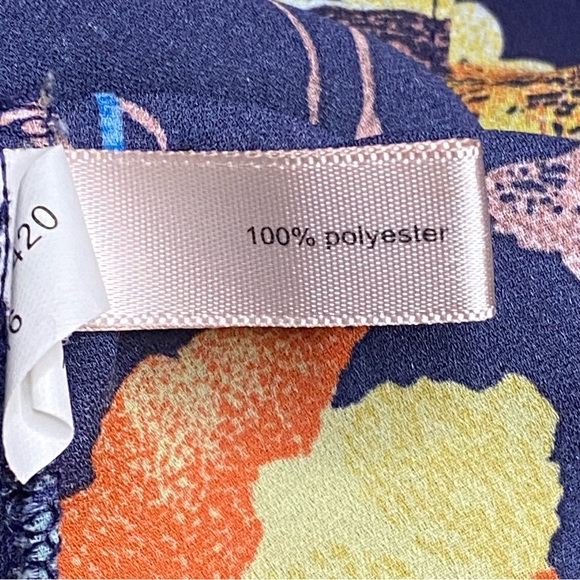 The Limited Ginkgo Leaf Print Blouse Women XS Blue Yellow Orange Floral Office - Picture 5 of 8